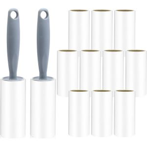 MEVRONISSHOP-Brosse Adh&eacute;sif Puissant 480 Feuilles Pour V&ecirc;tements, Tapis et Canap&eacute;s - 12 Rouleaux + 2 Brosses - Neuf