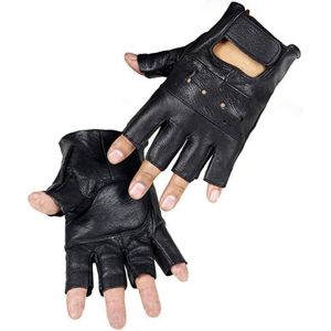Letnerny-Gants De Conduite En Cuir Sans Doigts Homme Femme Gant Moto Noir Protection De Travail Conduite Sac Cadeau - Neuf