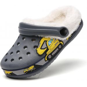 IHKHU-Enfant Hiver Sabots Garçon Fille Fourrure Doublée Pantoufles Chaud Chaussures de Jardin Mules Chaussures Peluche Chaussons de Maison Bébé Intérieur et Extérieur - Neuf