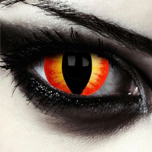 Kalanka-Designlenses, Lentilles De Contact Couleur Rouge Oeil De Chat Sans Correction, Effet Grands Yeux, Diamètre 17mm, 1 Paire(2 Pcs) Halloween Caranaval Costume Witcher Cosplay + Récipient (Sauron - Neuf