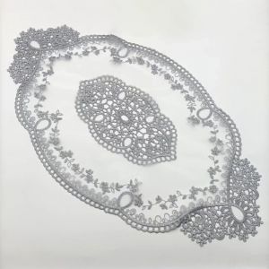 Sjzg-Lot De 8 Sets De Table R&eacute;tro En Dentelle - 29 X 51 Cm - En Dentelle Brod&eacute;e - Lavables - Pour La Maison, La Cuisine, La Table &Agrave; Manger, L'h&ocirc;tel, Le Restaurant - Gris - Neuf