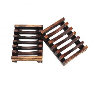 Lot de 2 porte-savons en bois naturel ¿ Élégant porte-savon drainant l'eau, non toxique, en pin durable, parfait pour la décoration intérieure - Neuf