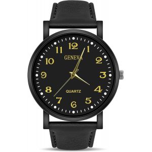 Eryi-Montre Homme, Montres Analogiques À Quartz, Montres D'affaires Avec Bracelet En Cuir Cadran Numérique, Faciles À Lire, Montres-Bracelets Cadeau Élégant Pour Homme Père Amis Fête Des Pères - Neuf