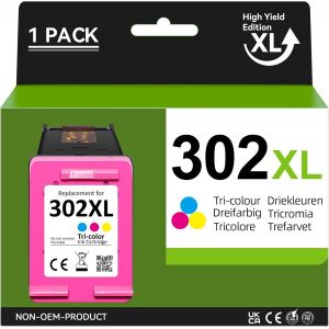 Lot de 302 cartouches d'encre reconditionnées pour HP 302 Couleur pour HP 302 XL Compatible avec HP Envy 4525 4520 pour HP OfficeJet 3831 5230 3830 pour HP Deskjet 3630 3636 (1 couleur) - Neuf