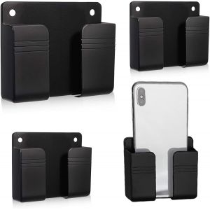 KAL-4 Pi&egrave;ces Support Mural Pour T&eacute;l&eacute;phone Portable Avec Adh&eacute;sif, Support Mural Pour T&eacute;l&eacute;phone Portable, Bo&icirc;te De Rangement Pour T&eacute;l&eacute;commande, Pour Lit De Douche Etanche, Table De Chevet, Schwarz - Neuf