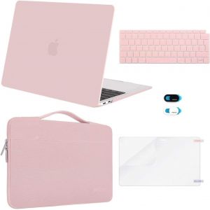 Coque Compatible Avec Macbook Air 13 Pouces 2022-2018 A2337 M1 A2179 A1932 Retina,Étui Rigide Plastique Case&Sac De Transport&Housse Clavier&Protecteur D'Écran&Couverture Webcam,Quartz Rose - Neuf
