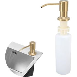 Distributeur de savon pour évier 300 ml - Doré, pivotant à 360°, intégré, distributeur de liquide vaisselle pour évier - Neuf