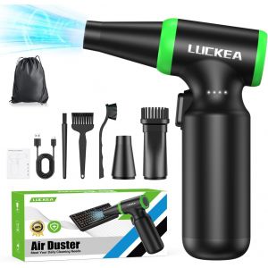 Souffleur Air Comprim&eacute; et Souffleur PC - 3 Vitesses Aspirateur PC avec Lumi&egrave;re LED, Batterie 6000mAh, 3 Brosses de Nettoyage PC, Mini Souffleur Voiture, Alternative au Bombe Air Sec, Air Duster - Neuf