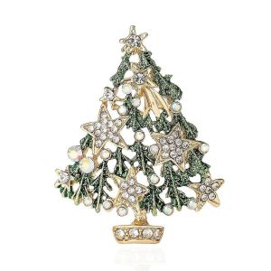 No&euml;l Broche Pour Les Femmes - Autriche Cristal D'hiver Souhaitez &Eacute;toile De L'arbre De Pin, Des Vacances De Bijoux Pour Les Filles - Neuf