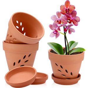 NouvelHorizonstore-3pcs Pots de Fleurs en Terre Cuite avec Trous et soucoupes Petits Pots pour Plante &agrave; l&iquest;ext&eacute;rieur et &agrave; l&iquest;int&eacute;rieur 15 x 13 cm (Style 2) - Neuf