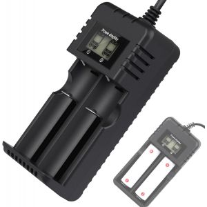 KGABERY-Chargeur De Batterie À Lcd,Chargeur De Batterie Au Li-Ion 2 Fentes Avec Charge Rapide,Affichage Du Processus De Charge,Compatible Avec Variété De Batteries Li-Ion 3,7 V 26650/18650/14500/1634 - Neuf