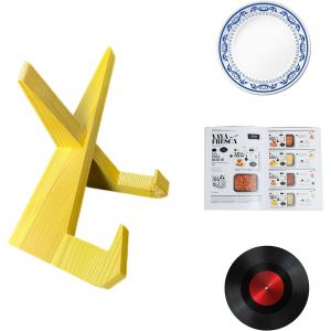 Support Pour Assiette D'présentoir,Support D'assiettes En Bois,Bois Support Cadre Photo,Support D'assiettes,Pour Cadre Photo,Chevalet Décoratifs De Table Pour L'exposition (Jaune) - Neuf