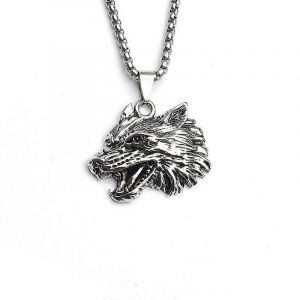 Collier Pendentif Animal Tête De Loup En Acier Inoxydable Homme Européen Et Américain Hip Hop Punk Transfrontalier Collier Accessoires Vintage Nouveau Produit - Neuf