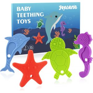 Anneau Dentition Bebe [ ]-Jouet Dentition B&eacute;b&eacute; En Silicone,Animaux Marins Anneaux De Dentition Refrigerant Sans Bpa|Jouets & Accessoires & Cadeau Nourrissons 3+ Mois|4 Pi&egrave;ces - Neuf
