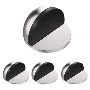 But&eacute;e de porte autocollante en acier inoxydable, fixation au sol, demi-d&ocirc;me - Lot de 4 - Neuf