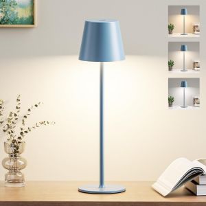 Lampe De Table Sans Fil Avec 3 Température De Couleur, Intensité Variable, Lampe De Chevet Tactile Led Rechargeable Pour Chambre Salon Camping Jardin Café Extérieur(Café) - Neuf