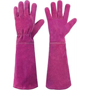 NouvelHorizonstore-Gants de jardinage en cuir pour femme, r&eacute;sistants aux &eacute;pines, longs gants de jardin longueur coude - Neuf