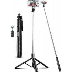 LORANKA-163.5CM Perche &agrave; Selfie, Tr&eacute;pied Smartphone, Extensible Selfie Stick Tr&eacute;pied de T&eacute;l&eacute;phone avec T&eacute;l&eacute;commandeet Support pour T&eacute;l&eacute;phone Portable Compatible avec iPhone/Samsung/GoPro/Camera - Neuf