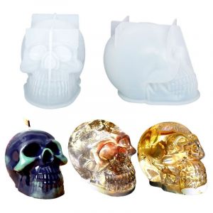 Moules En Résine De Silicone, 2 Grands Moules En Résine Époxy En Forme De Crâne Pour Loisirs Créatifs, Fabrication De Bougies, Décoration Intérieure, Pendentifs, Porte-Clés (Moule Uniquement) - Neuf