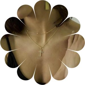 Kal-Boho Layered Cross Collier Cuivre Perles Choker Or Collier Croix Pendentif Collier Cha&icirc;ne Bijoux De Mariage Colliers Pour Femmes Et Filles Pour Cadeau - Neuf