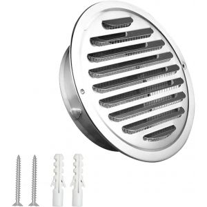 Grille d'aération en acier inoxydable avec moustiquaire - Ronde - 70 mm - Protection contre les intempéries - Pour cuisine, salle de bain et garage - Neuf