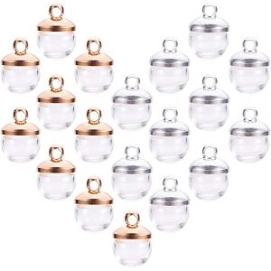 Kal-Pandahall Elite -50 Sets 8mm Mini Pendentifs Globe En Verre, Pendentifs Boule De Verre Argent Et Or Clair Casquette Bails En Laiton Pour Boucle D'oreille Pendentif Bricolage Fabrication De Bijou - Neuf