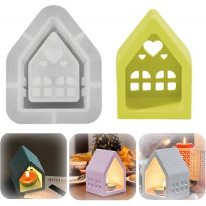 Moules En Silicone Pour Maisons, Moule Bougie Silicone, Mini Maisons, Moule Silicone Bougie Noel, Pour Couler Du Pl&acirc;tre, Des Bougies De Bricolage Et De La R&eacute;sine Epoxy - Neuf