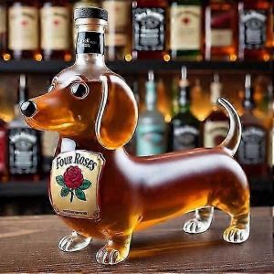 Bouteille de whisky teckel, bouteille de whisky amusante, bouteilles de vin en verre avec statue de teckel, carafe decorative teckel, pour bar, maison, bureau - Neuf