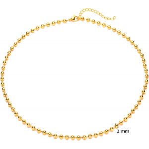 Kal-Collier Boule Doré Argenté Pour Femme Plaqué Or 18 Carats Chaîne Boule Acier Inoxydable Chaîne Militaire Avec Boules Unisexe - Neuf