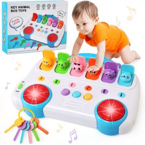 TDRFL-Jouet Bebe 1 An,Jouet Montessori Pop-Up Avec Animaux Et Cl&eacute;s,Jouet Montessori Avec Musique Pour Enfant 1 2 Ans,Jouets Interactifs Cadeaux Pour Enfant 0 1 2 3 Ans Fille Gar&ccedil;on - Neuf