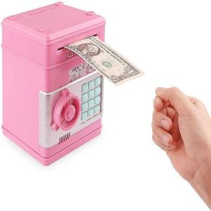 Tirelire électronique intelligente avec protection par mot de passe - Boîte d'économie d'argent à défilement automatique pour enfants, stockage de pièces et de billets, cadeau amusant ! - Neuf