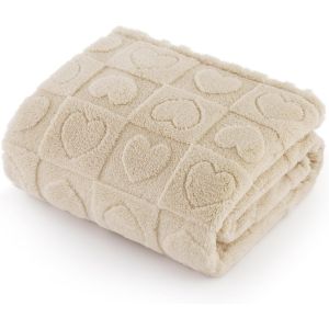 Couverture Lavable Pour Grands Chiens-100x80 Cm Couverture Pour Chien En Polaire Corail,Douce Et Moelleuse,Couverture Pour Chat,Couverture Pour Animaux,Blanc Cr&egrave;me - Neuf