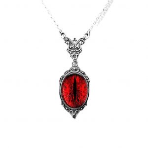 Collier Gothique En Pierre Rouge Sang Pour Les Femmes Hommes Vampire-Embossed Cat Eye Choker - Neuf
