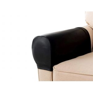 Lot De 2 Housses Amovibles En Cuir Pu Noir Pour Accoudoirs De Canap&eacute; - Neuf