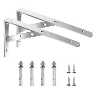 2 pcs support d'¿¿tag¿¿re mural 90 degr¿¿s en acier inoxydable 155X250mm - Neuf