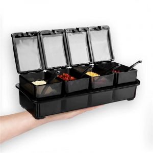 Assaisonnement Boîte, 4 Pots D'épices, Le Sel Et Le Condiment Pots De, Pots De Stockage Avec 4 Cuillères À Soupe - Neuf