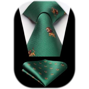 Men's Tie Animal Pattern Tie Wedding Business Tie Pocket Square Set.[B1106] - Neuf