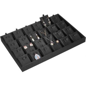 24 Grilles Plateau À Bijoux Avec Compartiments Amovibles, Présentoir À Bijoux Empilable Plateau De Rangement Pour Pendentifs Boucles D'Oreilles Colliers Et Bracelets - Neuf