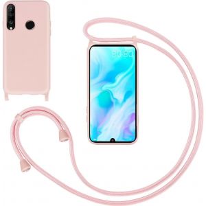 Kal-Coquepourhuaweip30liteaveccordon,Souplesiliconehousseavecbandoulièreennylon,Réglablelanyardcaseprotectioncomplètecoveretuiantichocprotection,Pink - Neuf