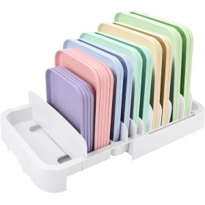 Chenquansarl-Range Couvercles Rangement Cuisine Organisateur, Support Couvercles Lunchbox, Étagère Assiettes, Aménagement Placard Cuisine, Tiroir Extensible 32-55cm Avec 8 Séparateurs - Neuf