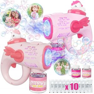 Eryi-Pistolet A Bulle, 2 Pièces Pâques Machine A Bulle Avec 2 Bouteilles 10 Emballers Bulles De Savon Enfant, Jeux Exterieur Enfant 2 Ans, Pistolet À Bulles Jouet Et Cadeau Pour Mariage Anniversaire - Neuf