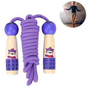 Corde À Sauter Réglable Pour Enfants Avec Poignées En Bois ¿ Jouet De Fitness Amusant Pour Un Jeu Actif ¿ Motifs Ours, Hippopotame Et Hibou - Neuf