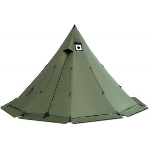 Letnerny-Rock Fortress Tente Tipi Pour 4 À 6 Personnes - Tente Pyramidale Avec Mât De Tente - 4 Saisons - Colonne D'eau De 3000 Mm - Pour L'extérieur, Le Camping, La Randonnée, Le Trekking (Vert - Neuf