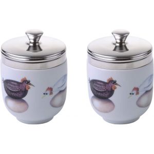 Subzonal-Bia - Coddler &Agrave; ?ufs En Porcelaine I Set De 2 Pocheuses &Agrave; ?ufs Blancs Avec ?ufs &Agrave; Couver Par Artiste Clare Mackie, Ustensiles De Cuisine Et Cuiseur &Agrave; ?ufs, Emball&eacute; Dans Une Bo&icirc;te&iquest; - Neuf