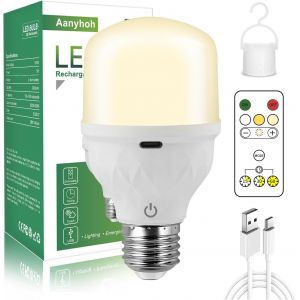 Ampoule Rechargeable Usb Avec Télécommande,5w Led Dimmable Ampoule Sans Fil Touch Control,E27 2600mah Batterie Ampoules Avec Timing Et Fonction,Lampe De Secours Portable Extérieure Camping Tentes - Neuf
