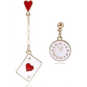 Kal-1 Paire De Boucles D'oreilles Asymétriques Amusantes Pour Les Femmes Poker En Forme De Boucles D'oreilles La Mode Bijoux Cadeau Pour Les Filles - Neuf