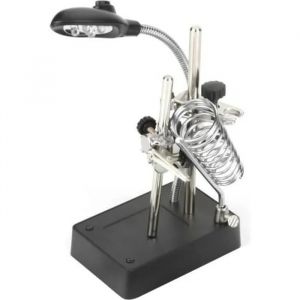 2.5x 7.5x 10x Loupe Sur Pied Troisième Main Avec Lampe Led, 3 Lentilles, Mini Serrage, Pinces Pour Soudure Assemblage Réparation E - Neuf