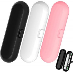 3 Pièces Etui Brosse A Dent Électrique, Etui Voyage Brosse A Dent Electrique, Étui Brosse À Dents Électrique De Rangement, Boîtier De Haute Qualité Universel, Trois Couleurs Rose Noir Et Blanc - Neuf