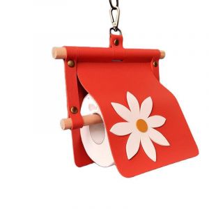 Porte-papier toilette - Rouge - Fixation murale rustique avec crochet poussoir, porte-rouleau de papier toilette pour salle de bain/caravane/ferme/camping, distributeur de papier anti-poussière - Neuf