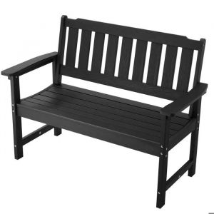 Banc De Jardin - Duoku - Banquette D'extérieur - Plastique Robuste - Capacité 363 Kg - Noir - Neuf